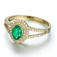 thumbnail image 2 of Antique double Halo 2 Carat Emerald and Diamond Engagement Ring in Yellow Gold, 2 of 4
