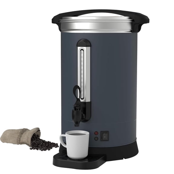 Emorefun Commercial Coffee Pot, 80 Cups Large Capacity Hot Water Dispenser with Double Wall Insulation and Drip Tray for Parties, Buffets, Gray