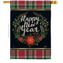 Angeleno Heritage H137222-BO 28 x 40 in. Winter New Year House Flag Double-Sided Decorative Vertical Flags Decoration Banner Garden Yard Gift