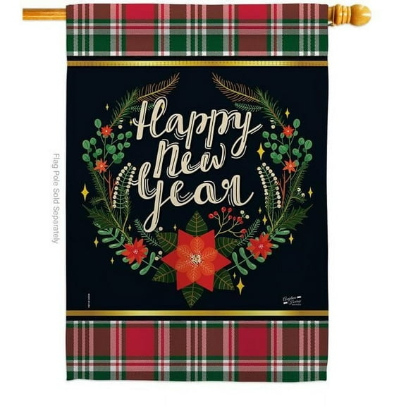 Angeleno Heritage H137222-BO 28 x 40 in. Winter New Year House Flag Double-Sided Decorative Vertical Flags Decoration Banner Garden Yard Gift