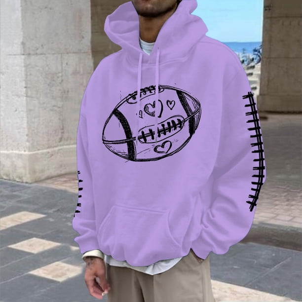 MHFRRA Sudadera con Capucha para Hombre, con Estampado de Fútbol, Informal, Holgada, Cómoda, de Manga Larga, Suave, para Uso Diario En Otoño E Invierno Púrpura