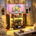 thumbnail image 7 of Homieasy 4-Tier AV Media Stand, 30'' Corner Entertainment Stand with Power Outlets and LED Lights, Adjustable Shelves, Rustic Brown, 7 of 7