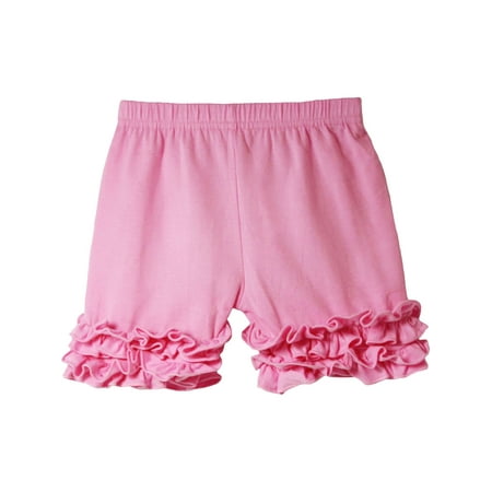 Girls Pink Elastic Waist Ruffle Bottom Icing Boutique Shorts