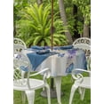 thumbnail image 4 of Outdoor Tablecloth with Umbrella Hole Zipper Purple Floral Round Tablecloth 60" Waterproof Outside Table Cloth Blue Butterfly Flower Modern Graffiti Art Patio Table Cover Tablecloths for Picnic Party, 4 of 8