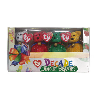 Ty Beanie Babiesコレクション、24セット TY Jingle Beanie Babies - Set of 4 DECADE Bears | Complete Boxed