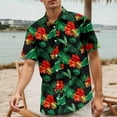 thumbnail image 3 of LTTVQM Men's Hawaiian Shirt Short Sleeve Tropical Casual Beach Button Down Pocket Shirts Floral Print Summer Vacation Stretch Lounge Tops Green M, 3 of 4