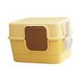 thumbnail image 3 of Caja de arena para gatos completamente cubierta, bandeja de arena para gatos, fácil de usar, herramienta de limpieza para mascotas, orinal para gatos, Amarillo, 3 of 8