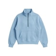 thumbnail image 4 of RUTAYY Women's Sweatshirt Long Sleeve Solid Color Quarter Zip Stand Collar Front Pocket Pullover Tops Sky Blue, 4 of 4