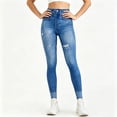 thumbnail image 3 of Favoffer Women's Imitation Denim Yoga Pants High Waist Tight Fit Hip Lifting Tummy Control Stretch Casual Trousers Outdoor Fitness Activewear, 3 of 7