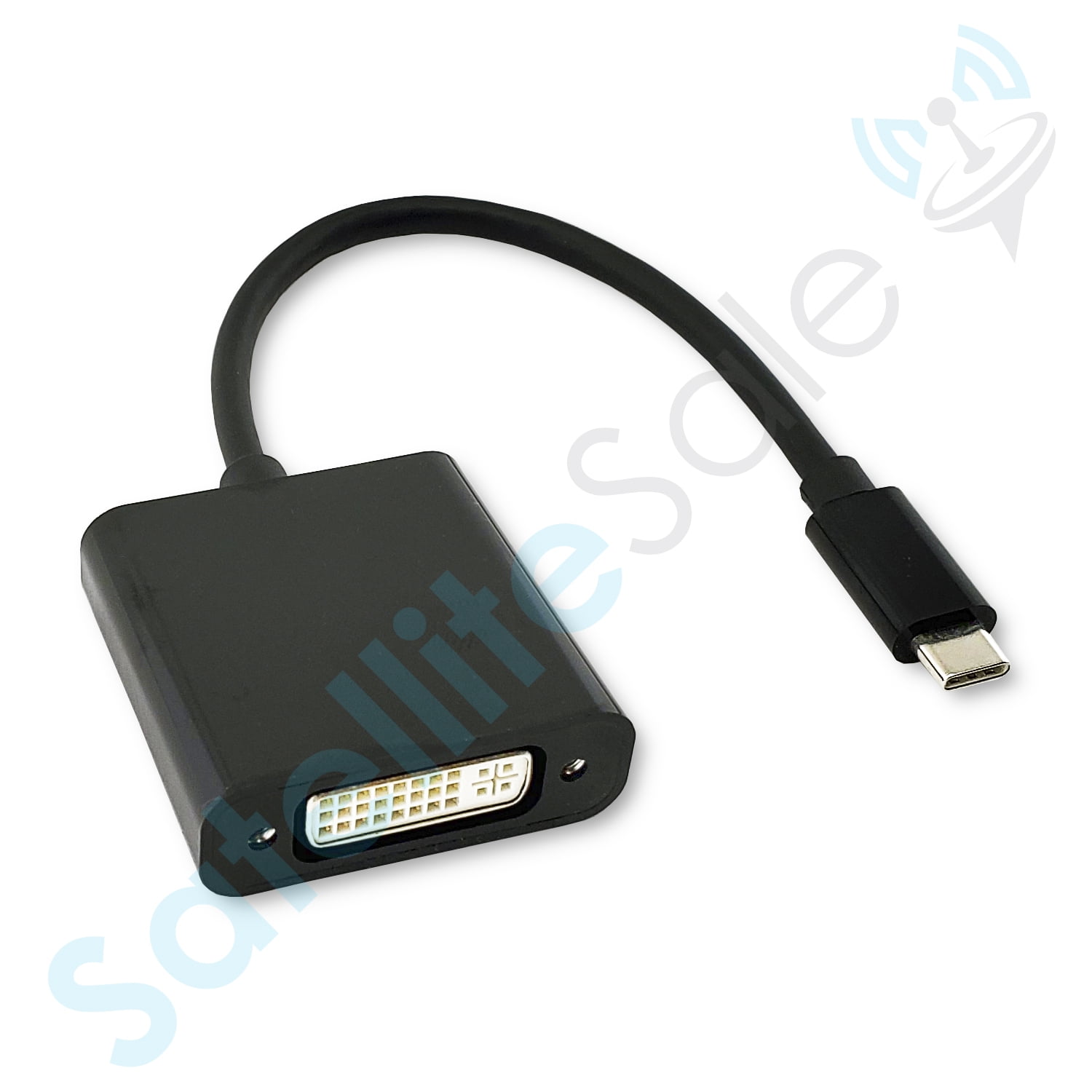 SatelliteSale USB Type C to DVI Adapter Male to Female Converter PVC Black
