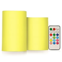 ALAZA Yellow 2 PCs LED Flickering Flameless Candles with Remote Timer Battery Operated Candle