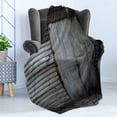 thumbnail image 4 of Industrial Soft Flannel Fleece Throw Blanket, Obsolete Zinc Plated Steel Door Padlock Locked Gate Warehouse Print, Cozy Plush for Indoor and Outdoor Use, 50" x 70", Grey Green and Brown, by Ambesonne, 4 of 5