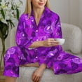 thumbnail image 6 of Fuzoiu Berry Raspberry Print Women's Long-Sleeved Pajama,Lounge Button Down Nightwear,Womens Notch Collar Pajama Set-Small, 6 of 7