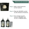 thumbnail image 3 of Lanterns Black Decorative Lighted with Cross Bar Design - LED Pillar Candle with 4 Hour Timer Included - Remote Control - Hanging or Sitting Decoration - Set of 2 - 13" H, 3 of 4