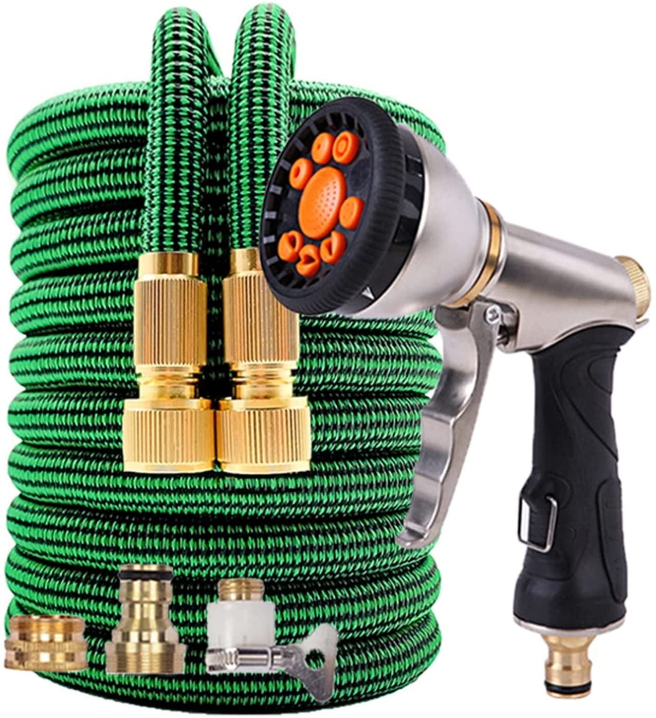 Garden Hose Garden Watering Hose Nozzle with Metal Sprayer Flexible