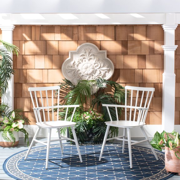SAFAVIEH Clifton Outdoor Patio Arm Chair, Matte White, Set of 2