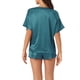 thumbnail image 3 of INSPIRAR CHIC Conjunto de Pijama de Satén para Mujeres, Camiseta de Manga Corta con Pantalones Cortos, Ropa de Dormir, Azul Lago, 3 of 6