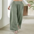 thumbnail image 2 of Loose Long Trousers with Elastic High Waist for Women, 2 of 7