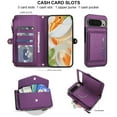 thumbnail image 3 of Decase 2-in-1 Detachable Magnetic Wallet Case Compatible with Google Pixel 8A, Shockproof PU Leather Flip Cover with Card Slots,Cash Pocket,Zipper Purse,Crossbody Strap,RFID Blocking,Purple, 3 of 8