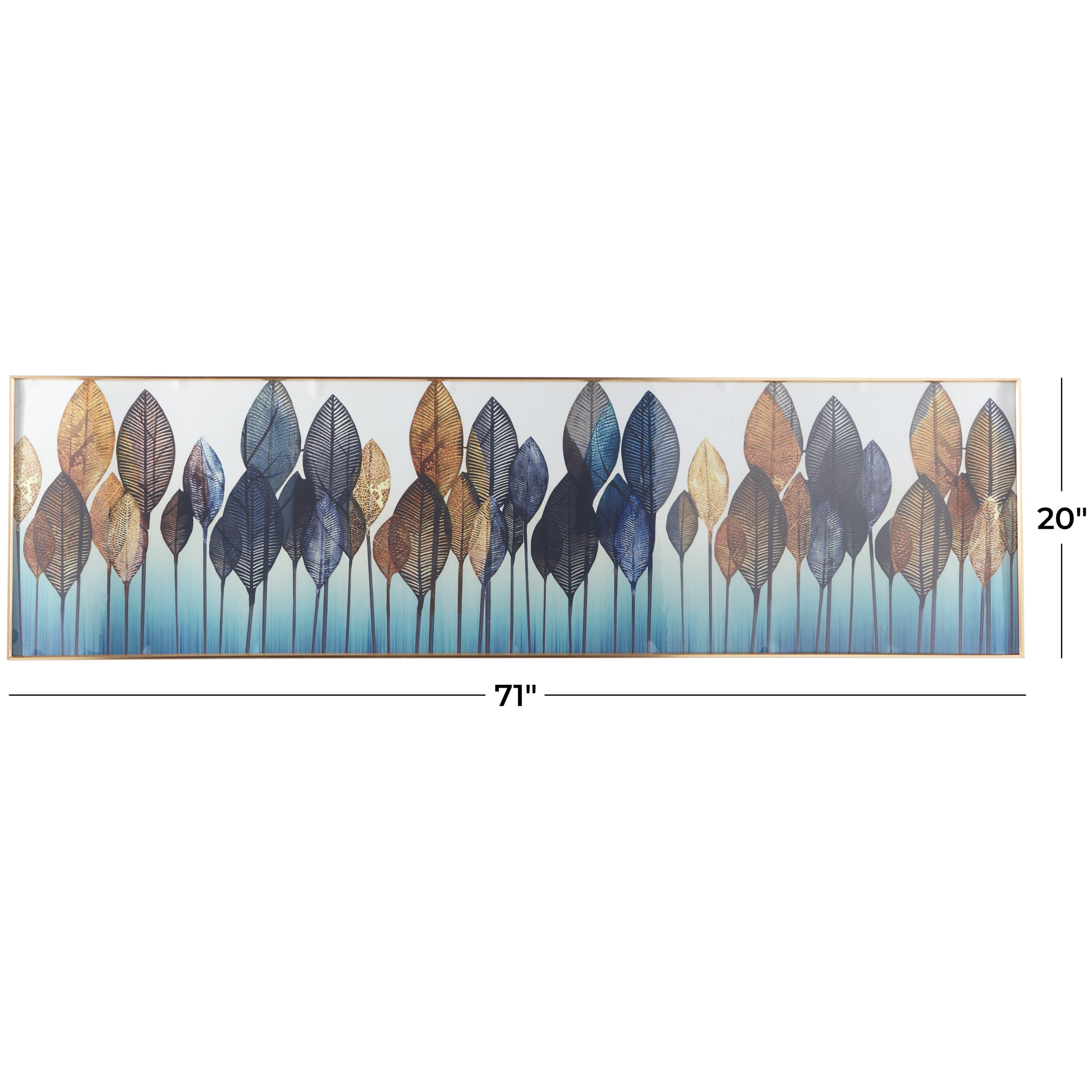 71" x 20" Leaf Framed Wall Art with Gold Aluminum Frame, by CosmoLiving by Cosmopolitan