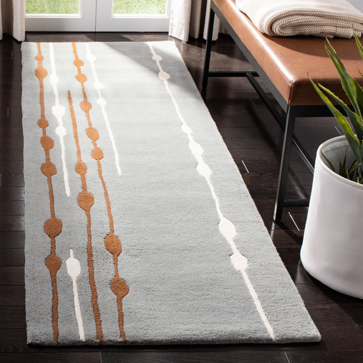 SAFAVIEH Soho Caleb Striped Wool Area Rug, Blue/Multi, 5' x 8'
