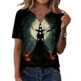 thumbnail image 2 of Halloween Witch Shirt Women V Neck T Shirt Funny Graphic Tee Tops Black M, 2 of 6
