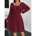 thumbnail image 6 of SIEANE Women's Plus-Size Casual Crew Neck Autumn Long Sleeve Stretch Knit MIDI Dress 1X-4X, 6 of 7