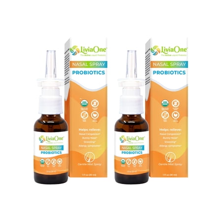 LiviaOne Probiotics Nasal Spray - 2 pack - USDA Organic Certified - All Natural - Helps Nasal Congestion - Sinusitis Relief - Runny Nose and Sneezing Relief (2 Pack)