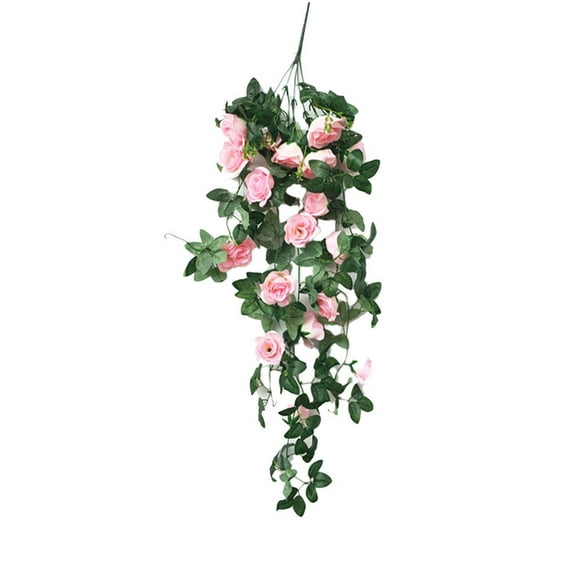 Qepwscx Hanging Artificial Rose Flowers Basket, Fake Hanging Plant, Silk Orchid Flowers, Faux Flower Arrangement for Outdoor Garden Yard Pouch Patio Indoor Home Decoration