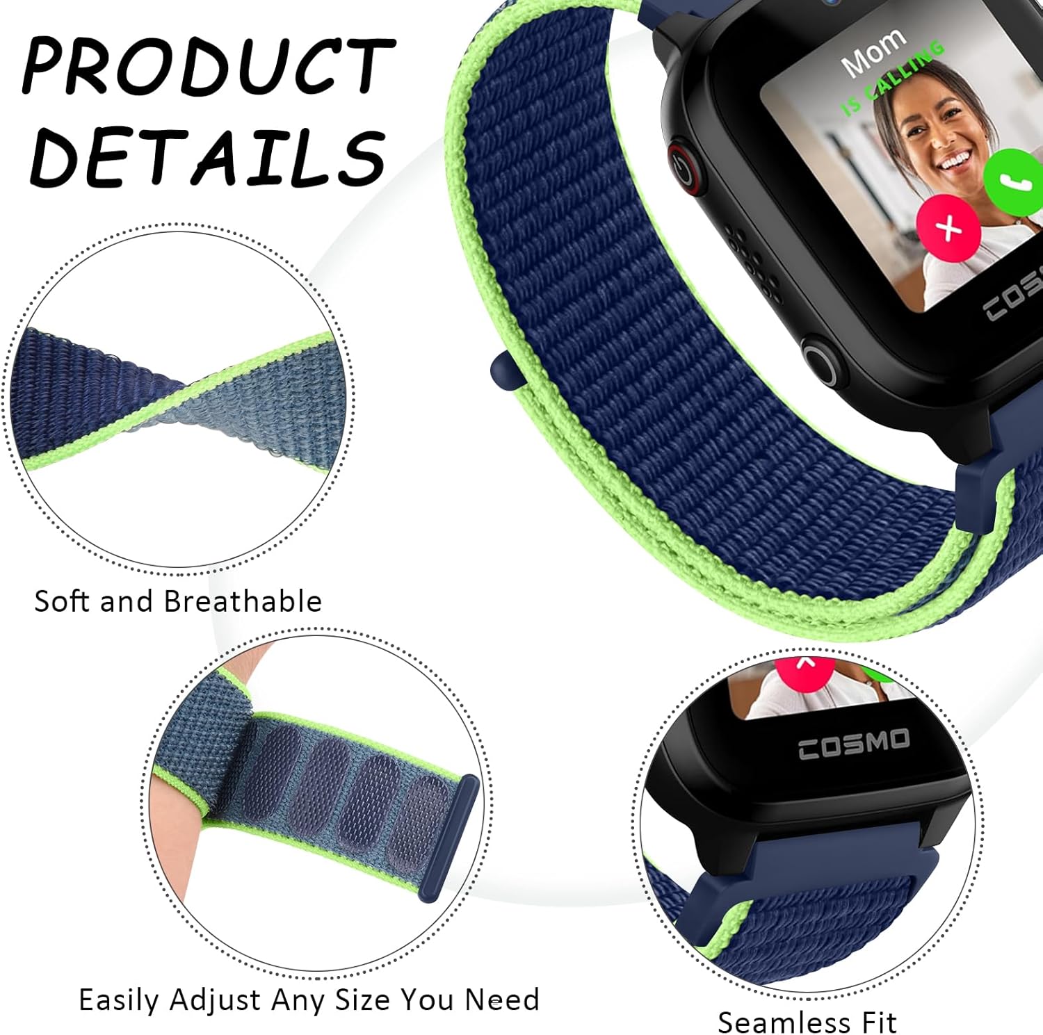 CRKMGS-Nylon Band Compatible with Garmin Bounce Watch Bands, Soft Nylon Adjustable Sport Wristband for Garmin Bounce Smartwatch