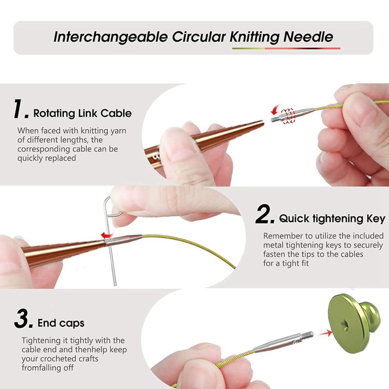 13 Pairs of Interchangeable Circular Knitting Needles Set, Circular Knitting Needles, Kn ma491