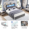 thumbnail image 3 of Hijob Full Size Bed Frame for Boys/Kids with 2-Tier Storage Headboard, Velvet Upholstered Platform Bed with 2 Storage Drawers, Built in Charging Station & LED, Gray, 3 of 13