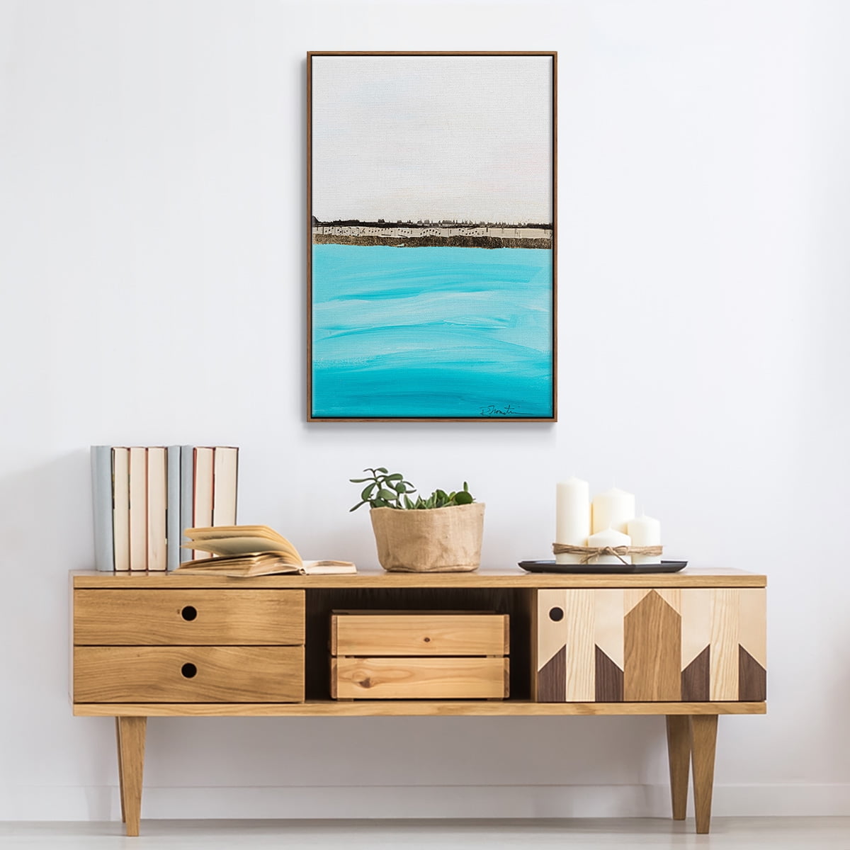 Harmony in Turquiose Framed Premium Gallery Wrapped Canvas - Ready to Hang