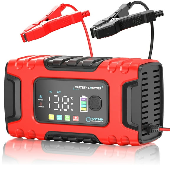 HUSGW 12V10A 24V5A Car And Motorcycle Battery Charger Color Screen Digital Display Lead-Acid Battery Repair Activation Charger Lithium Battery Universal
