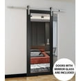 thumbnail image 5 of Sturdy Barn Door 24 x 84 inches | Lucia 1299 Matte Black with Mirror | Stainless Steel 6.6FT Rail Hangers Heavy Set | Solid Panel Interior Doors, 5 of 6