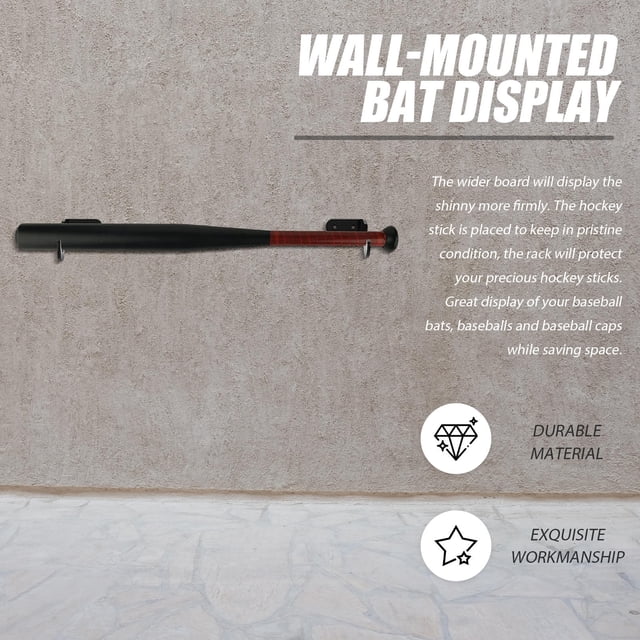 ELAYARD 2Pairs Decorative Acrylic Bat Holder Black Wall Mounted Display Rack for Baseball and Softball