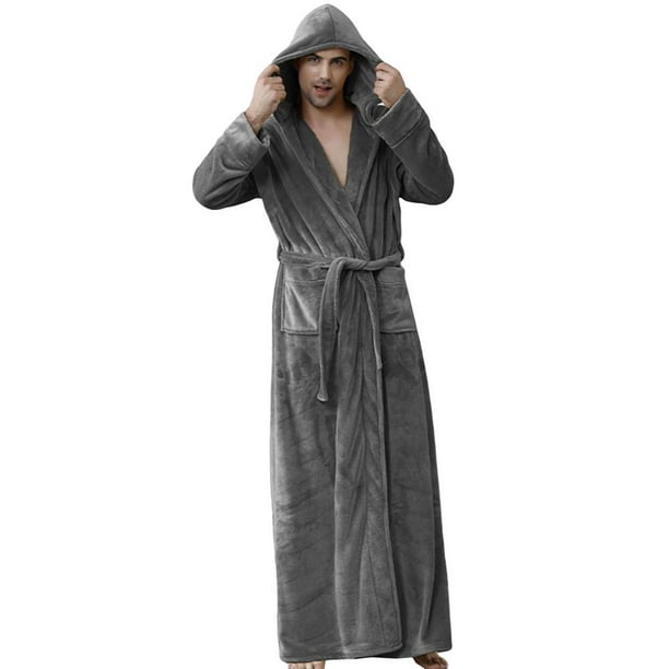 Plush Fleece Robe For Women & Men,Long FloorLength Hooded Bathrobes