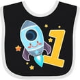 thumbnail image 3 of Inktastic Rocket Spaceship Happy First Birthday Boys or Girls Baby Bib, 3 of 4