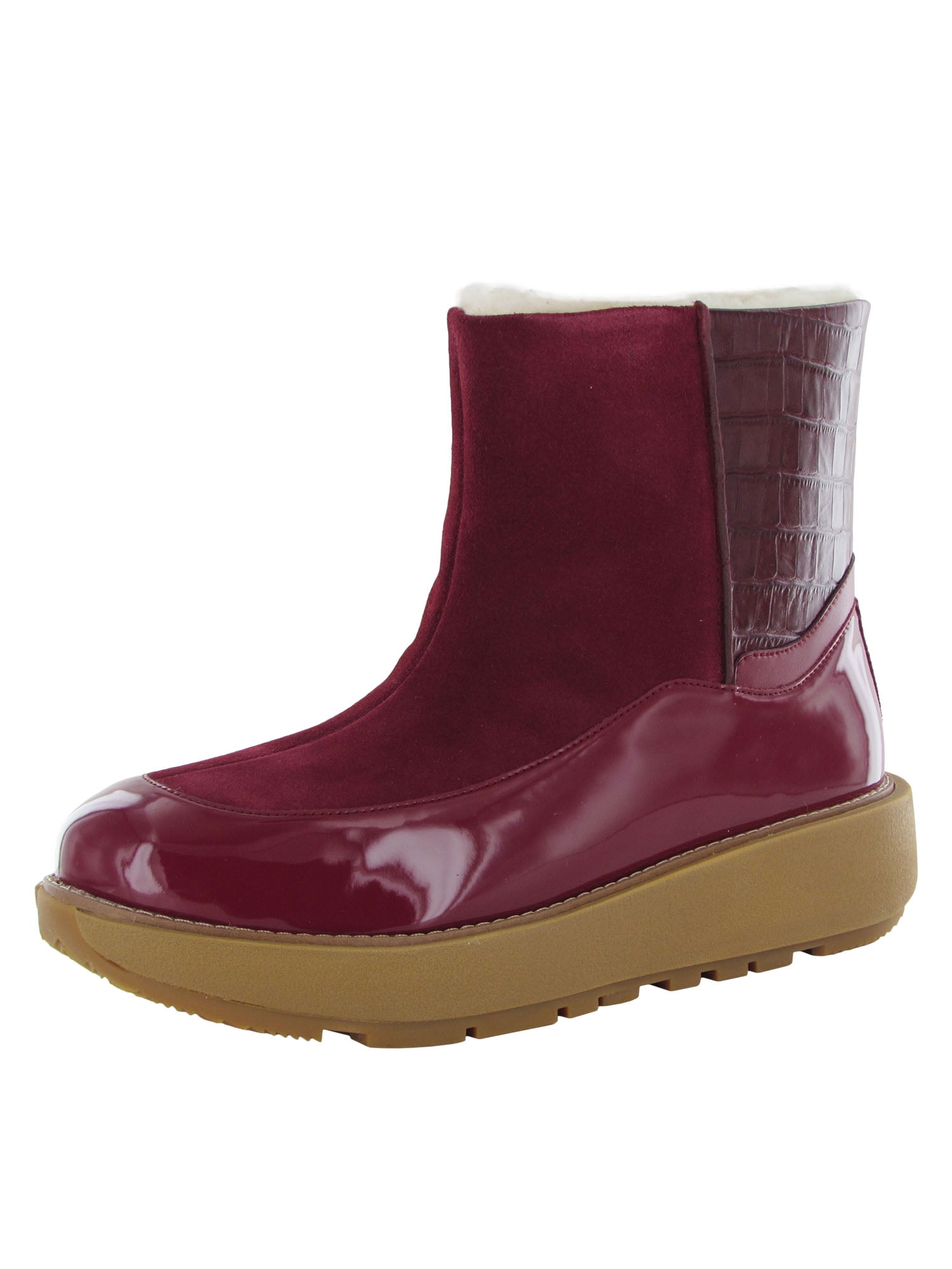 Elin Croco Ankle Boot Shoes, Maroon 