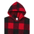 thumbnail image 2 of Wonder Nation Boys Long Sleeve Sleep Hoodie, One-Piece, Buffalo Check, Sizes XS-XXL, 2 of 4