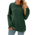 thumbnail image 2 of qILAKOG Womens Summer Tunic Tops 2024 Dressy Casual Women's Long Sleeve Round Neck Pleated T Shirts Fall Fashion 2024 Basic Loose Fit Tops Ladies Shirts Blouse Autumn Clothes, Army Green&M, 2 of 4