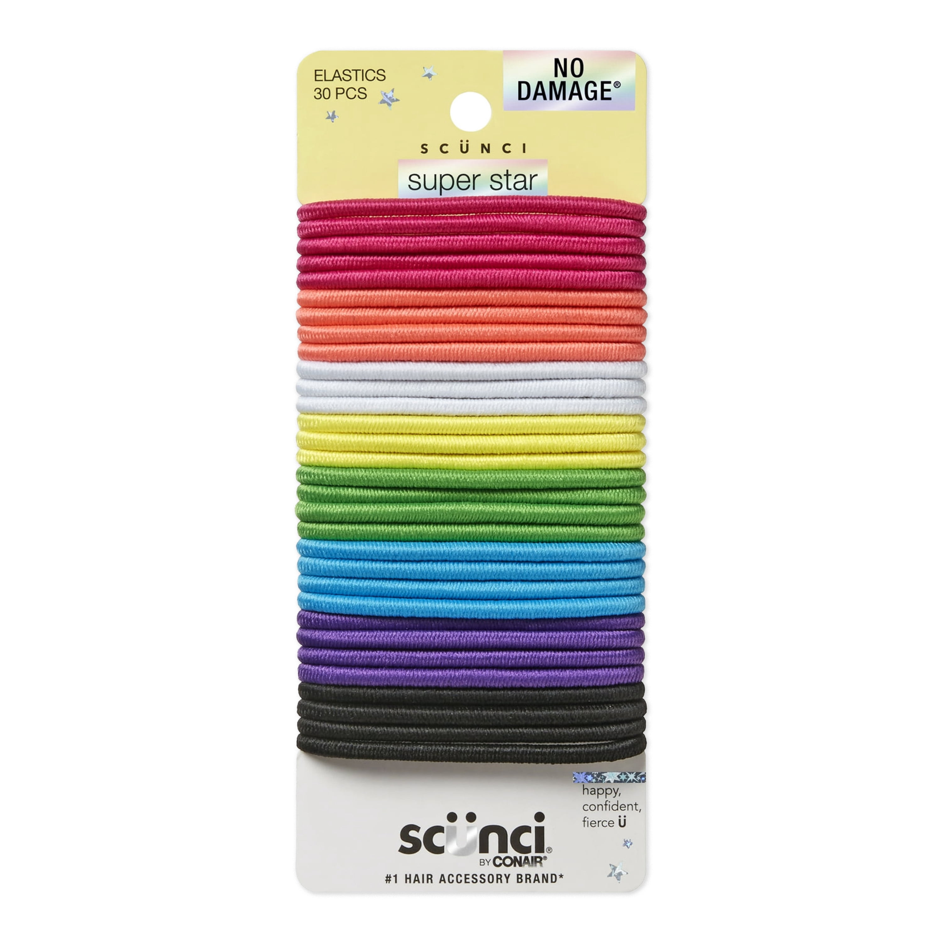 Scunci No Damage Hair Ties, Multicolor, 30 Count Ponytail Holders