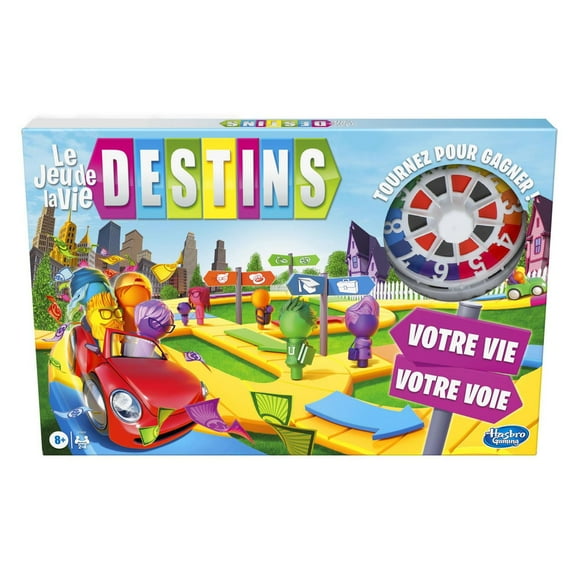 Destins Le jeu de la vie, jeu de plateau familial, 2 à 4 joueurs, 6 couleurs de pions, pour enfants, à partir de 8 ans - Édition française