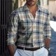 thumbnail image 1 of Camisa de manga larga con botones y cuello tipo polo de moda para hombre , nueva ropa de primavera con estampado creativo, ropa informal de calle para hombre, 1 of 6