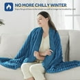 thumbnail image 4 of Heated Blanket Electric Full Striped Flannel Blanket 72"x84" Electric Blanket with 6 Heat Settings 10 Hour Timer Auto Shut Off, Blue, 4 of 6