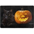 thumbnail image 4 of Dreamtimes Halloween Pumpkin Area Rug 72x48in Cool Black Cat Non-Slip Floor Carpet Comfort Floor Mats Decor for Indoor Living Dining Room and Bedroom Area, 4 of 7