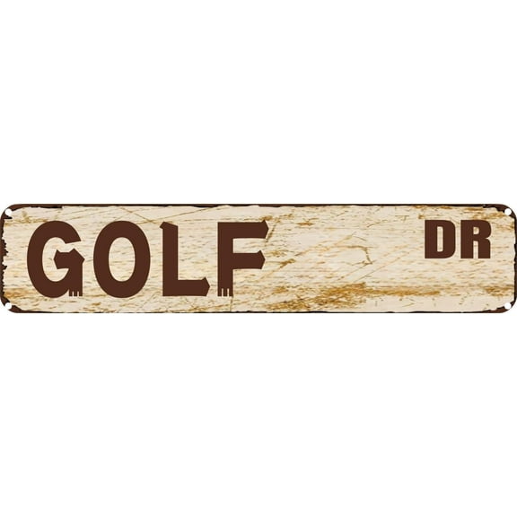 Vintage Tin Sign Retro Metal Wall Decor GOLF DR Rustic Aluminum Plaque for Home,Bar,Kitchen,Garage,Man Cave 4x16 Inch