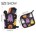 thumbnail image 2 of Yayeee Oven Mitts and Pot Holder Set of 4 Heat Resistant Kitchen Gloves Baking Hot Pad, Yellow Halloween Ghosts, 2 of 5