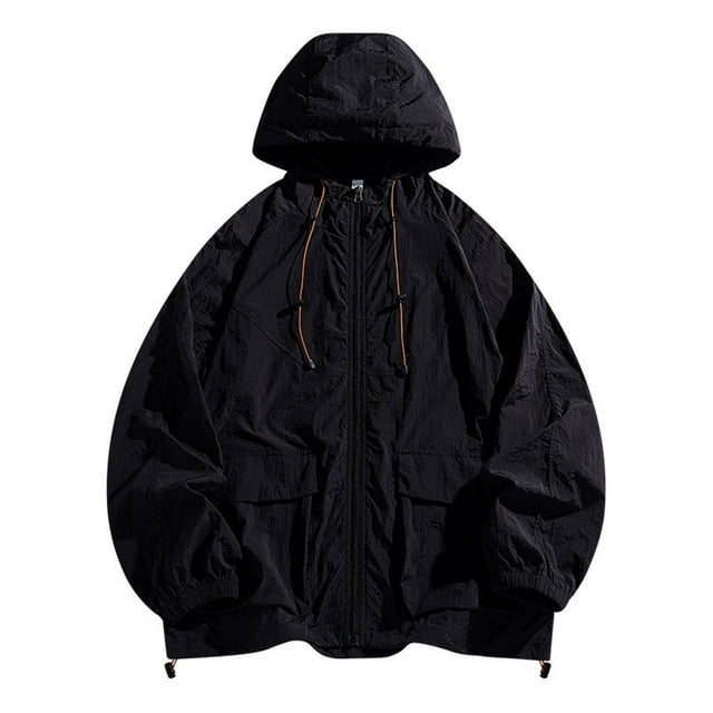 QIPOPIQ Men's UPF 50+ Sun Protection Outdoor Jacket Workout Athletic Jackets Lightweight Running Jacket Clearance
