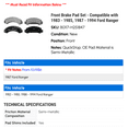 thumbnail image 2 of Front Brake Pad Set - Compatible with 1983 - 1985, 1987 - 1994 Ford Ranger 1984 1988 1989 1990 1991 1992 1993, 2 of 2